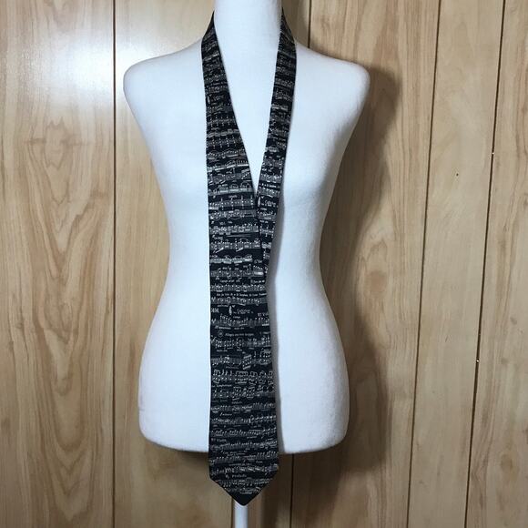 Sheet Music Theme Handmade Silk Necktie - Picture 2 of 4
